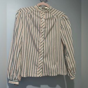 Vintage 1970s Stripped Button Down blouse By Jc Penny Fashions
